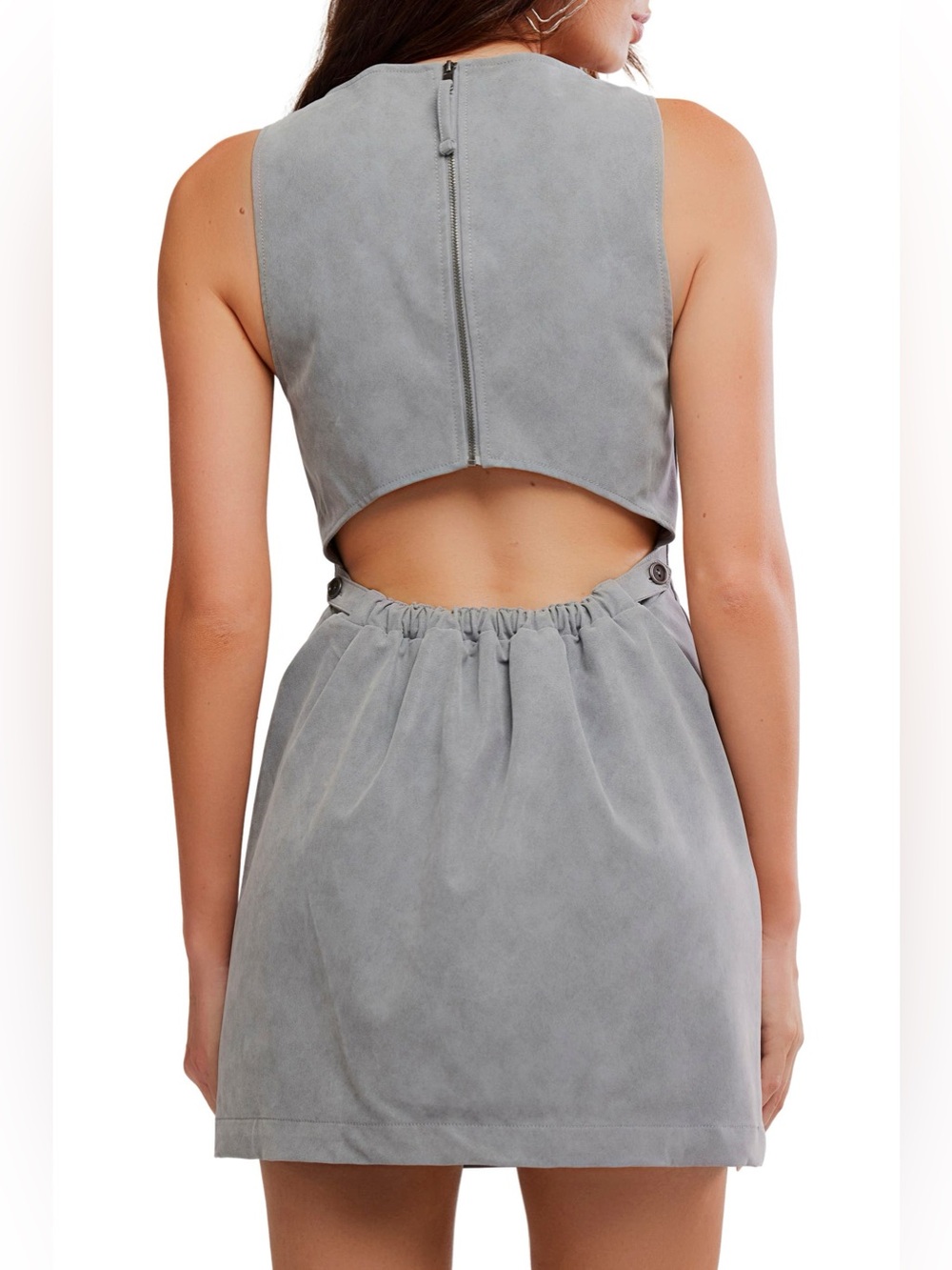 Free People Atlas Cutout Faux Suede Minidress Grey Size Large Formal Casual